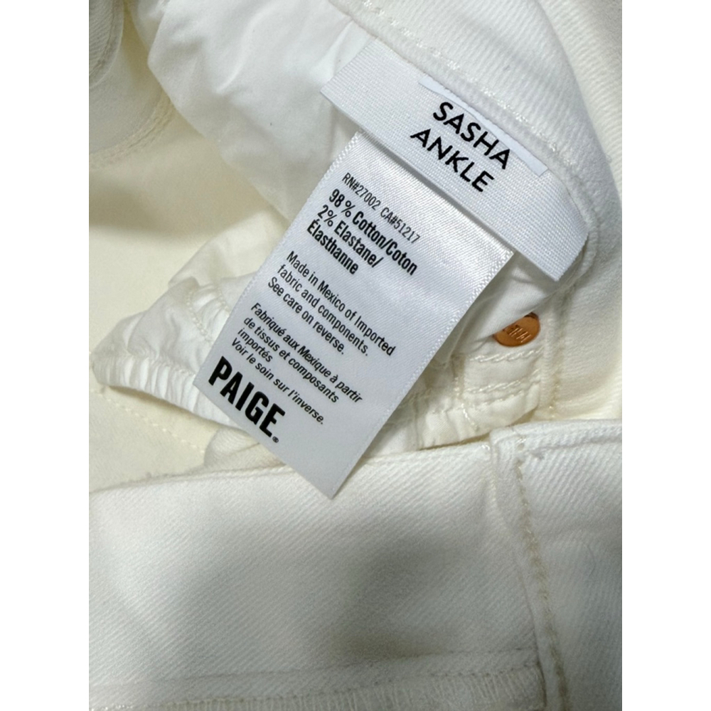 Paige Sasha Ankle White Jeans Women’s Size 31 | Straight Leg Cropped Denim Pants - Picture 4 of 4
